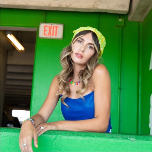 New🌟Free People-Green yin-yang crochet hair scarf - Picture 2 of 7